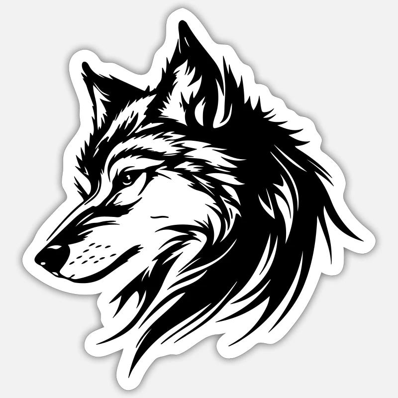 Wolf Silhouette - Sticker Größe S (10 x 10 cm) - Mattweiß