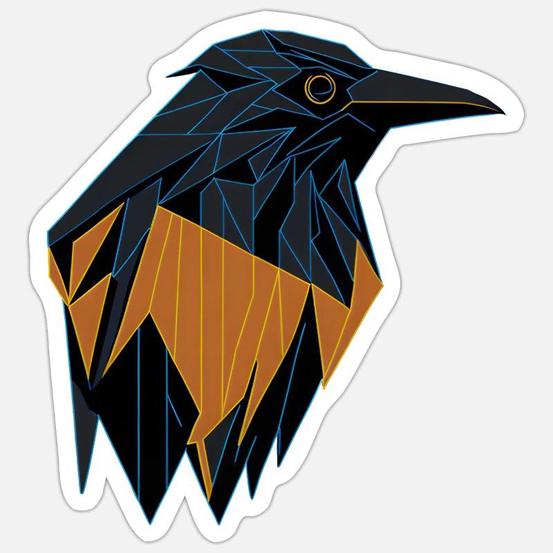 Corbeau géométrique - Sticker taille S (10 x 10 cm) - blanc mat
