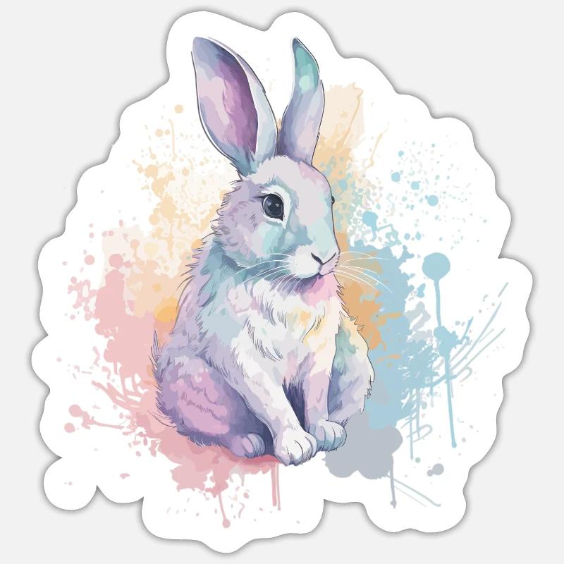 Rabbit Bunny Splash Aquarell Sticker Größe S (10 x 10 cm)
