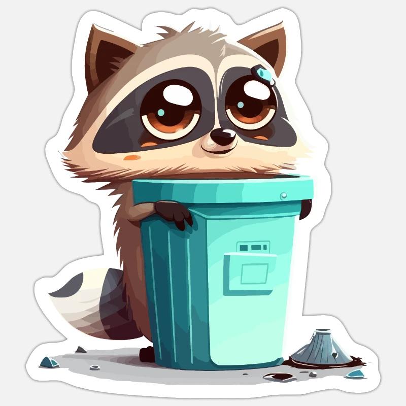 Müll Panda - Sticker Größe S (10 x 10 cm) - Mattweiß