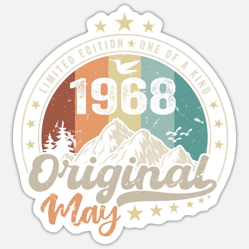 Mai 1968 Original Geburtstagsgeschenk Mai 1968 - Sticker Größe S (10 x 10 cm) - Mattweiß