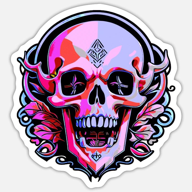 Crazy Skull - Sticker size S (10 x 10 cm) - white matte