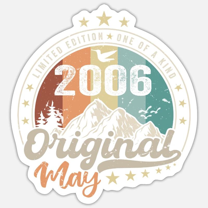 Mai 2006 Original Geburtstagsgeschenk Mai 2006 - Sticker Größe S (10 x 10 cm) - Mattweiß