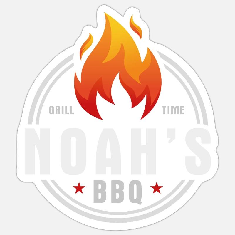 Noahs BBQ - Sticker taille S (10 x 10 cm) - blanc mat
