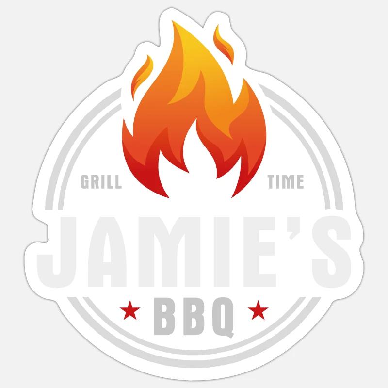 Jamies BBQ - Sticker Größe S (10 x 10 cm) - Mattweiß