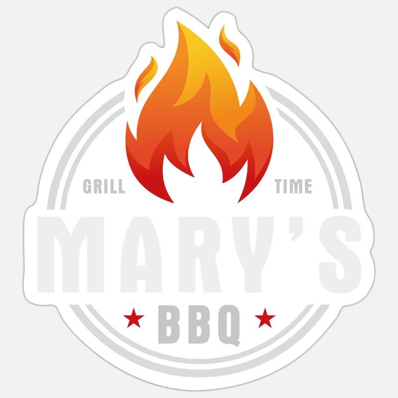 Marys BBQ - Sticker size S (10 x 10 cm) - white matte