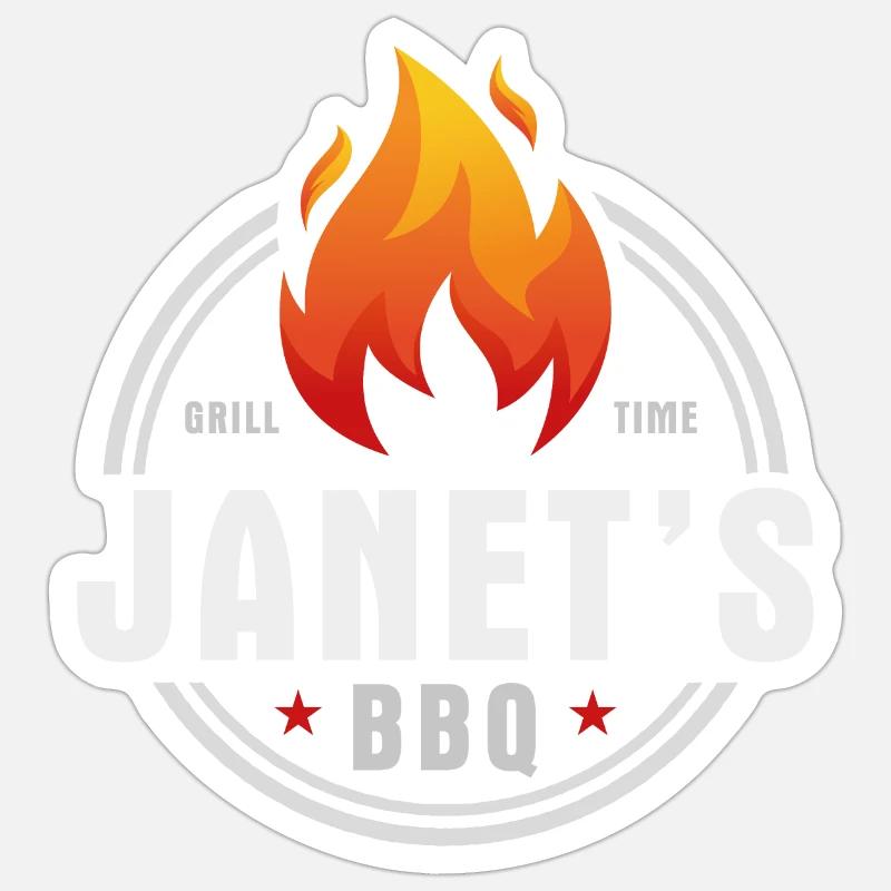 Barbecue Janets - Sticker taille S (10 x 10 cm) - blanc mat