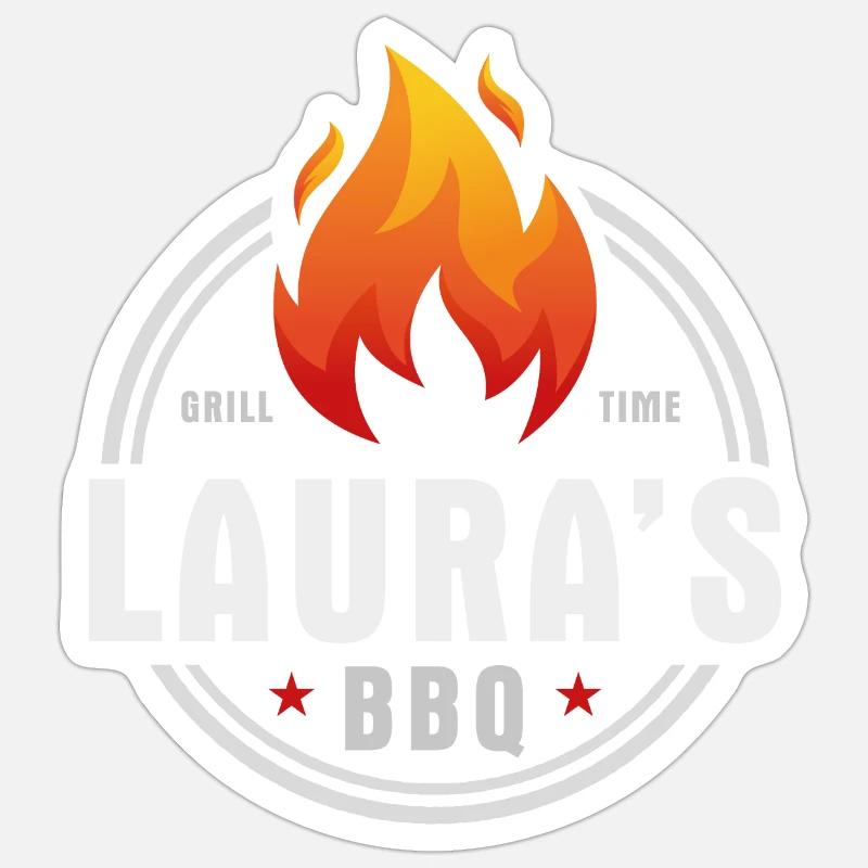 Lauras BBQ - Sticker size S (10 x 10 cm) - white matte