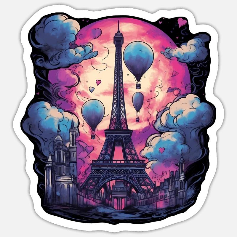 Romantischer Eiffelturm - Sticker Größe S (10 x 10 cm) - Mattweiß