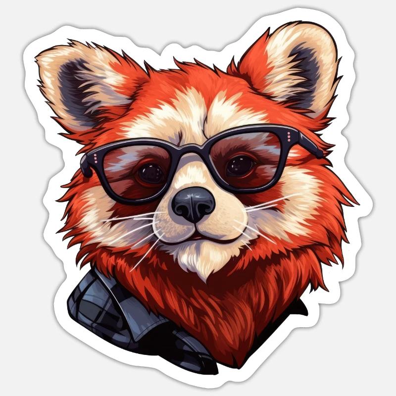 Petit panda - Sticker taille S (10 x 10 cm) - blanc mat