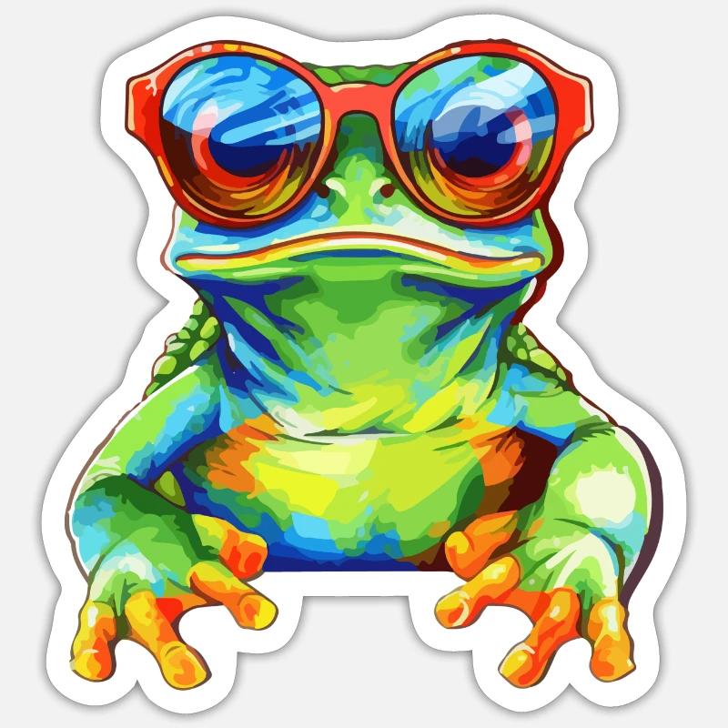 Crog la grenouille - Sticker taille S (10 x 10 cm) - blanc mat