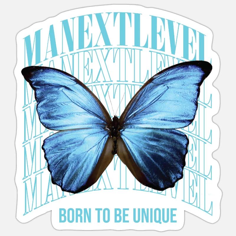 Manextlevel Papillon - Sticker taille S (10 x 10 cm) - blanc mat