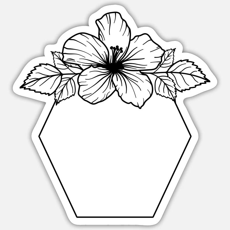 Hibiscus Boho Blume Handgemalt Sticker Größe S (10 x 10 cm)