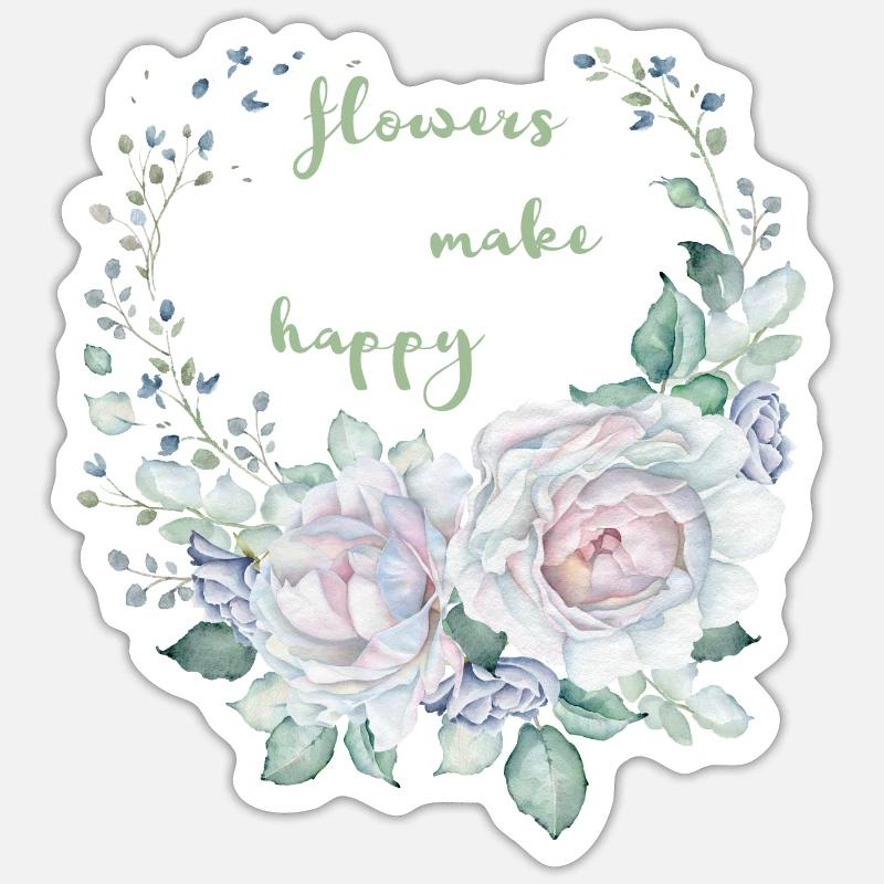 Flowers - Sticker size S (10 x 10 cm) - white matte