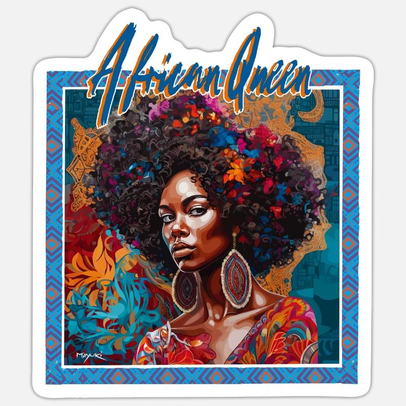 AFRICAN QUEEN - Sticker taille S (10 x 10 cm) - blanc mat