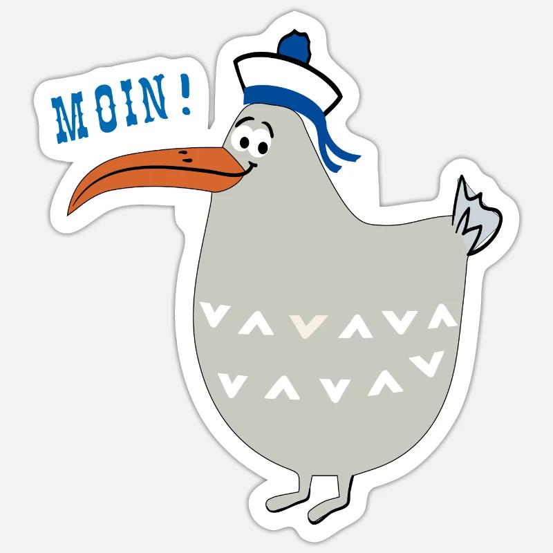 Moin, maritim, Möwe - Sticker Größe S (10 x 10 cm) - Mattweiß