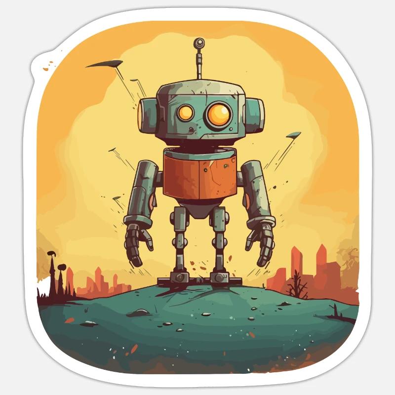 Robot - Sticker size S (10 x 10 cm) - white matte