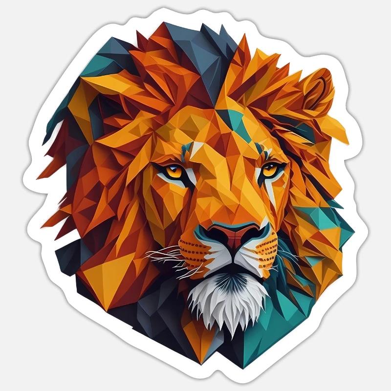 Tête de lion - Sticker taille S (10 x 10 cm) - blanc mat
