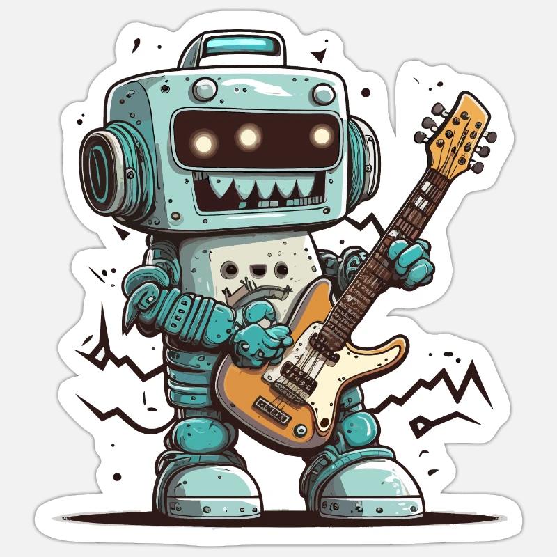 Rock and Roll Robot - Sticker size S (10 x 10 cm) - white matte