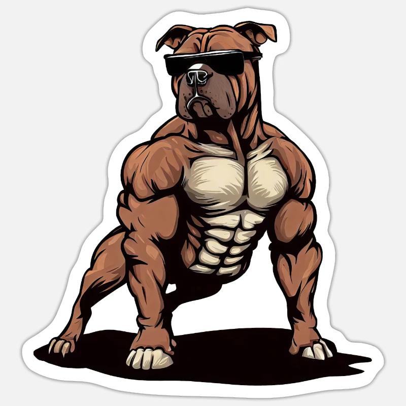 Pitbull Le BodyBuilder Sticker taille S (10 x 10 cm)