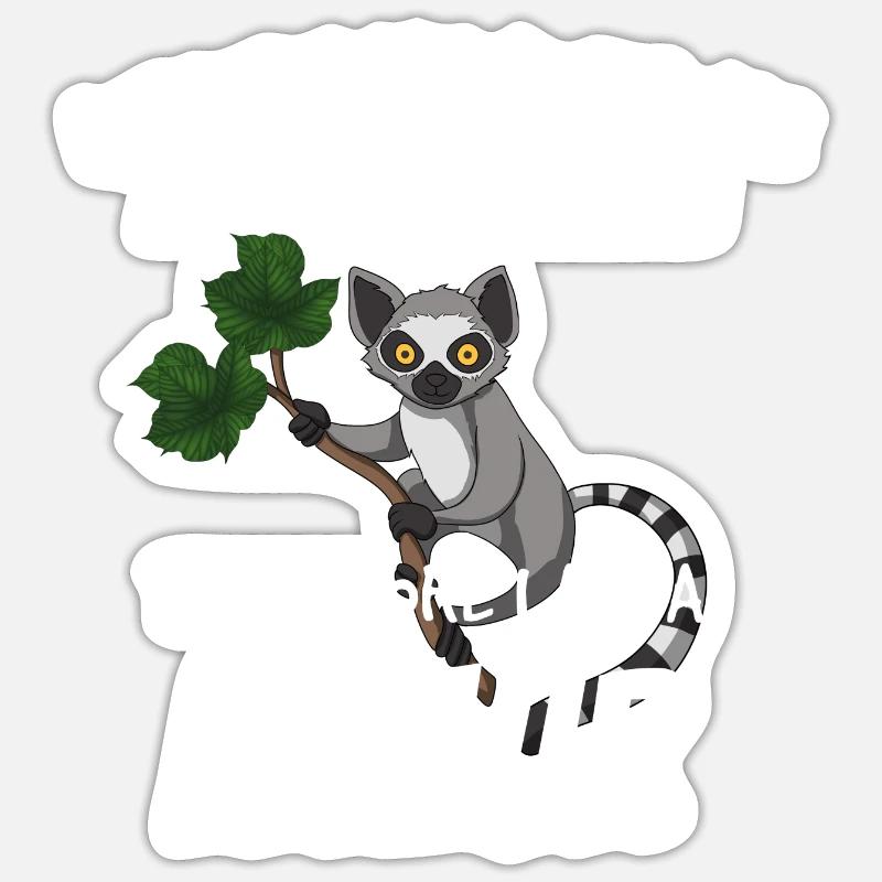 Lemur - Sticker Größe S (10 x 10 cm) - Mattweiß