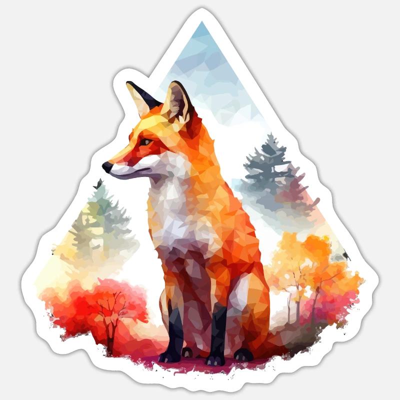 Fuchs - Aquarell - Sticker Größe S (10 x 10 cm) - Mattweiß