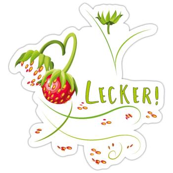 Erdbeerzeit, lecker, Erdbeere - Sticker Größe S (10 x 10 cm) - Mattweiß - Vorne