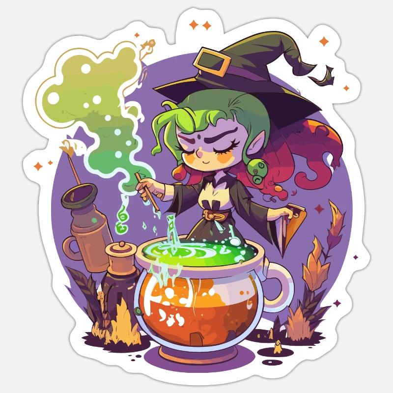 Concoction de chaudron - Sticker taille S (10 x 10 cm) - blanc mat