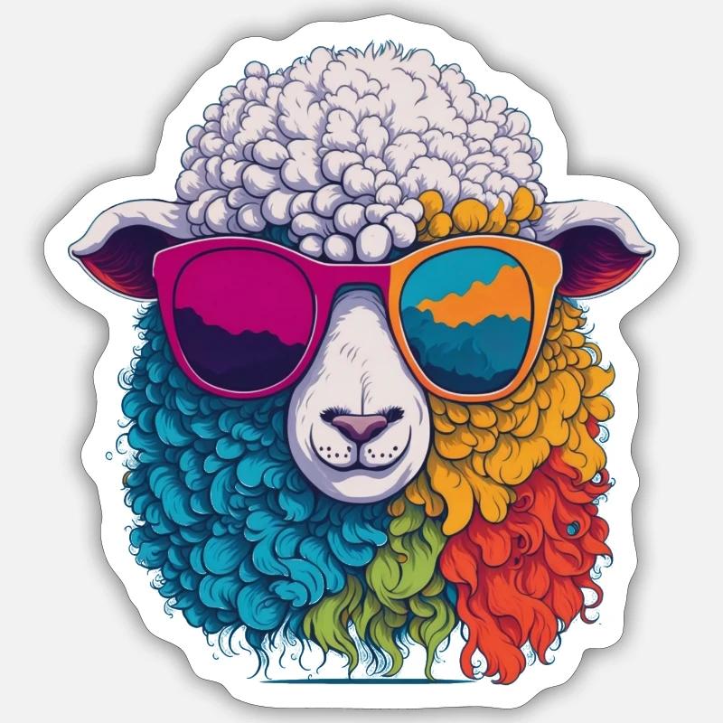 cooles Schaf - Sticker Größe S (10 x 10 cm) - Mattweiß