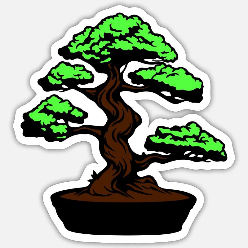 Tree Bonsai Symbol - Sticker size S (10 x 10 cm) - white matte