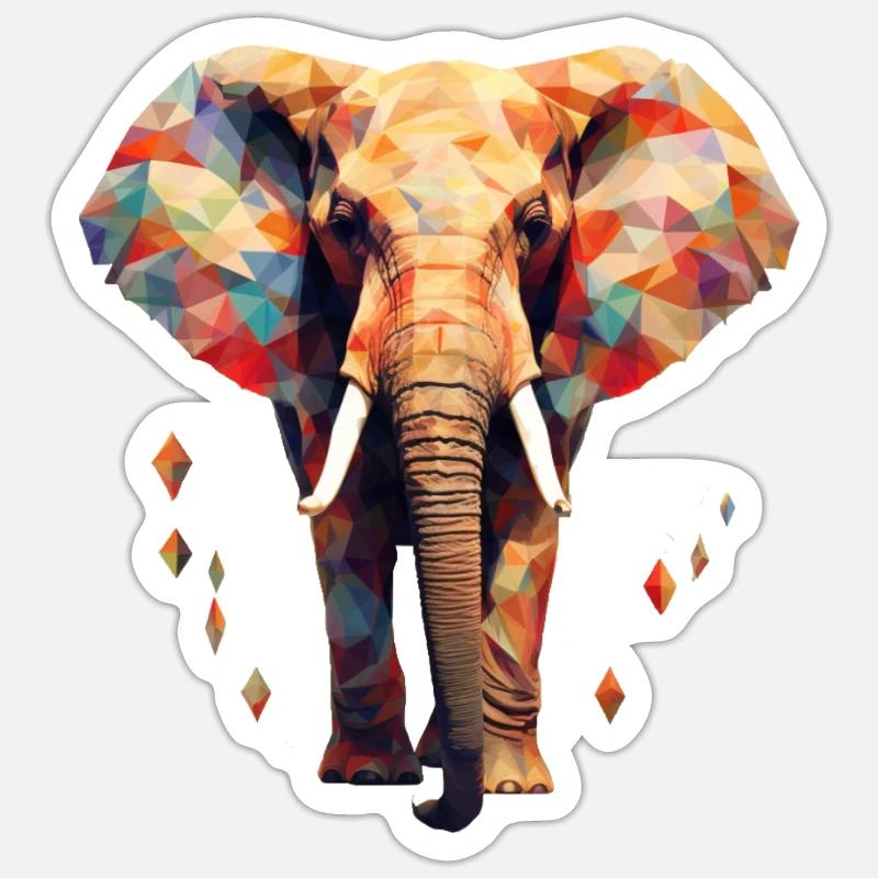 Geometric elephant - Sticker size S (10 x 10 cm) - white matte