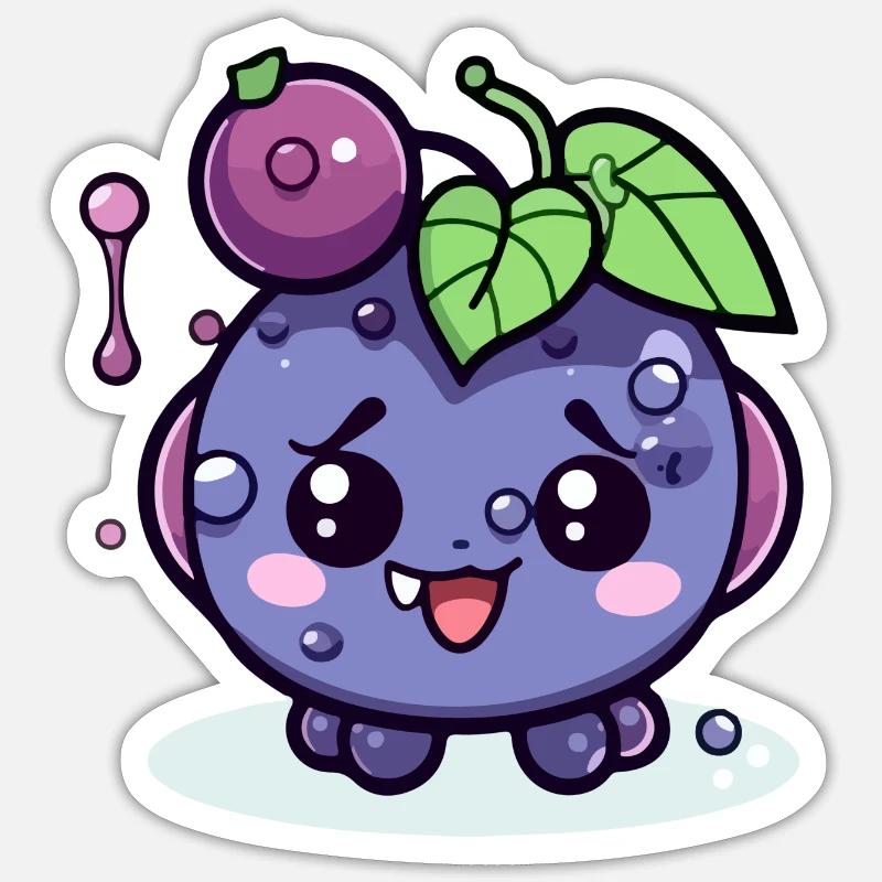 Miké little kawaii grape - Sticker size S (10 x 10 cm) - white matte