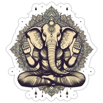 Éléphant de yoga - Sticker taille S (10 x 10 cm) - blanc mat - Devant