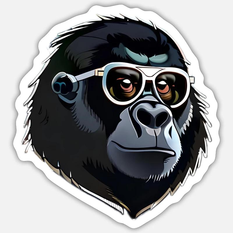 Gorilla-Kopf - Sticker Größe S (10 x 10 cm) - Mattweiß