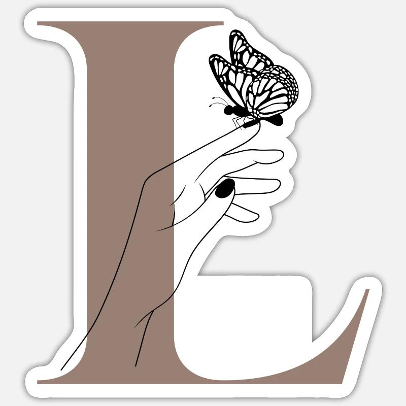 Letter L Magic Butterfly - Sticker size S (10 x 10 cm) - white matte