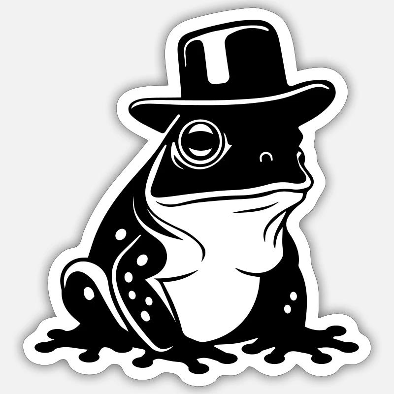 frog with hat - Sticker size S (10 x 10 cm) - white matte