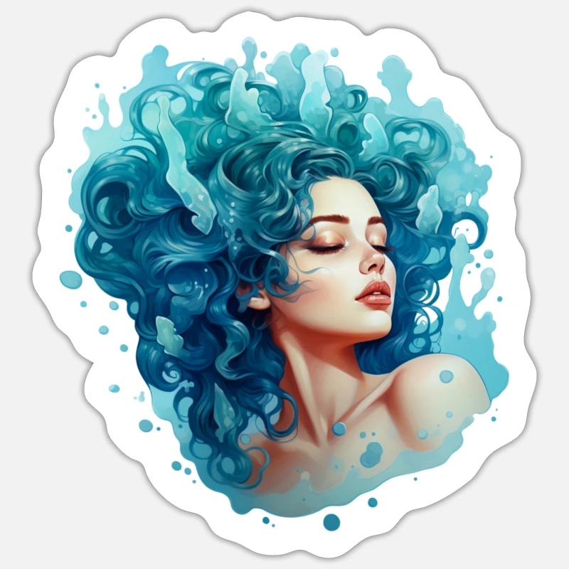 Wasserfrau - Sticker Größe S (10 x 10 cm) - Mattweiß