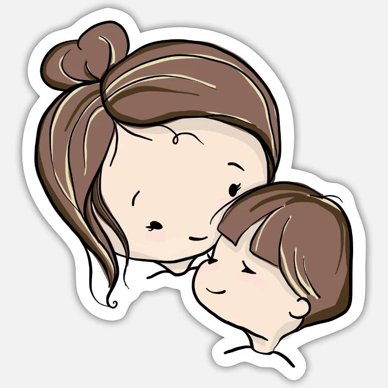 Mutter und Kind Sticker Größe S (10 x 10 cm)