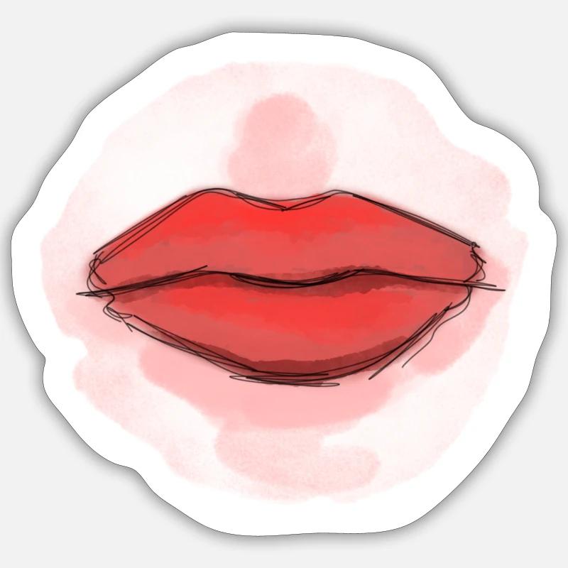 Red Lips - Sticker size S (10 x 10 cm) - white matte