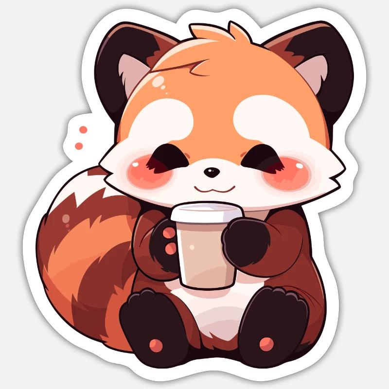 Petit panda - Sticker taille S (10 x 10 cm) - blanc mat