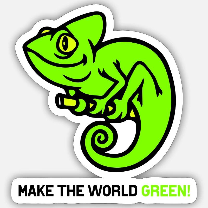 Chamäleon - Sticker Größe S (10 x 10 cm) - Mattweiß