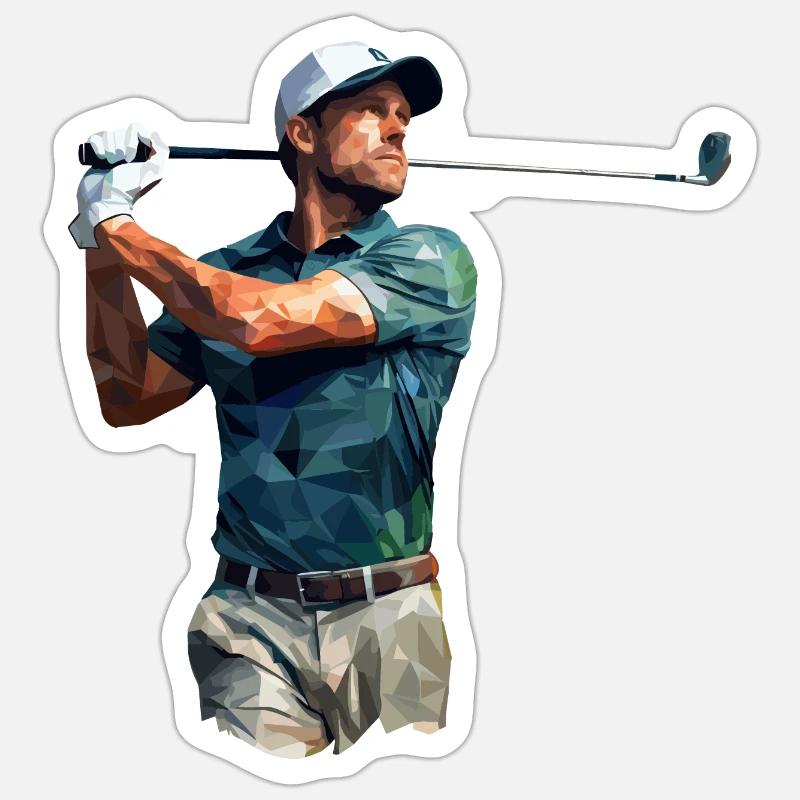 Golfeurs dans le style polygonal Sticker taille S (10 x 10 cm)