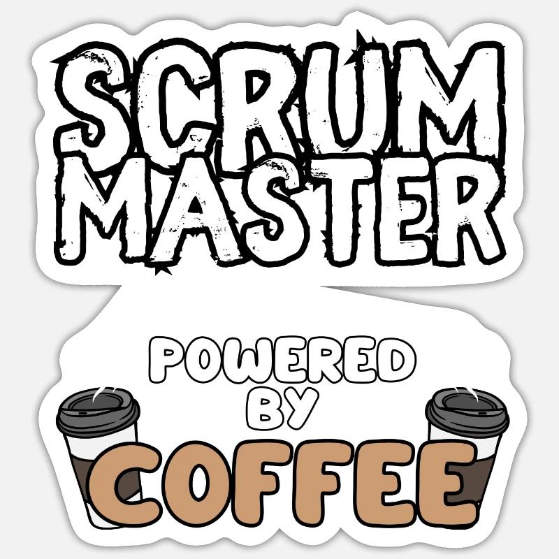 Scrum Master Powered By Coffee Sticker size S (10 x 10 cm)