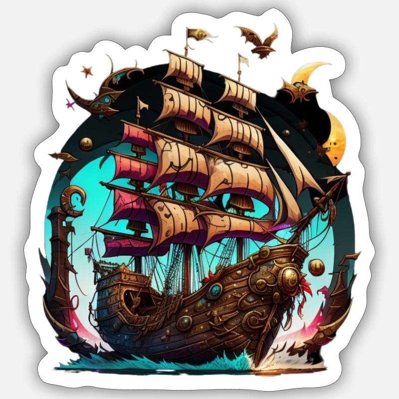 Pirate ship - Sticker size S (10 x 10 cm) - white matte