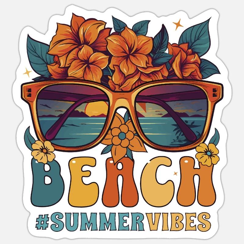 Vacances à la plage - Sticker taille S (10 x 10 cm) - blanc mat