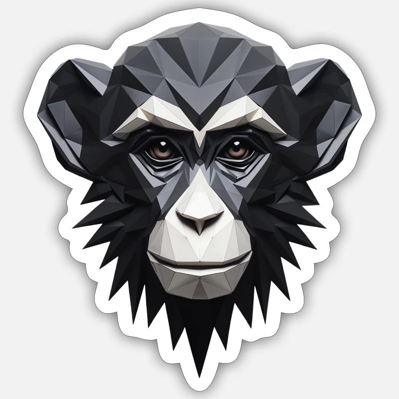 Monkey - Monochrome Geometric Monkey Portrait Sticker size S (10 x 10 cm)