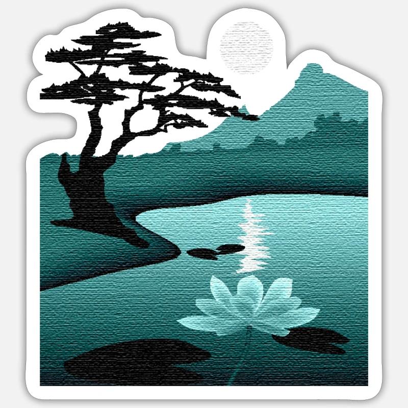 Mondlandschaft by Night with Structure - Sticker Größe S (10 x 10 cm) - Mattweiß