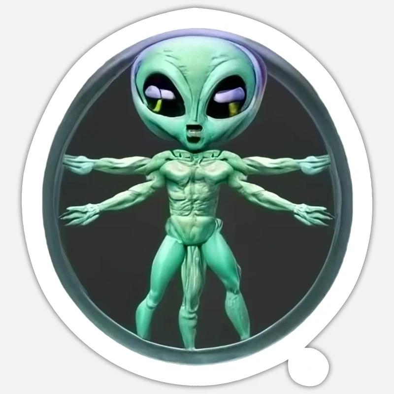 Alien de Vinci - Sticker taille S (10 x 10 cm) - blanc mat