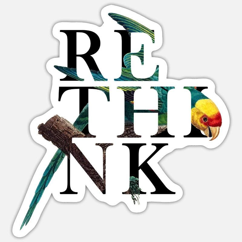 Rethink Perroquet - Sticker taille S (10 x 10 cm) - blanc mat