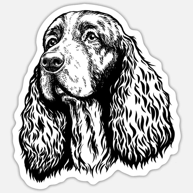 Springer Spaniel Portrait black - Sticker size S (10 x 10 cm) - white matte
